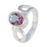 Riley Multicolor Solitaire Ring with Unique Silver Design